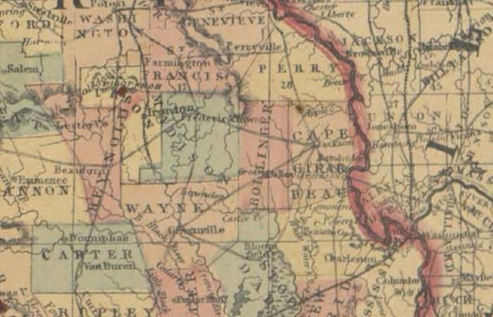 Section of 1864 Burr Postal Map