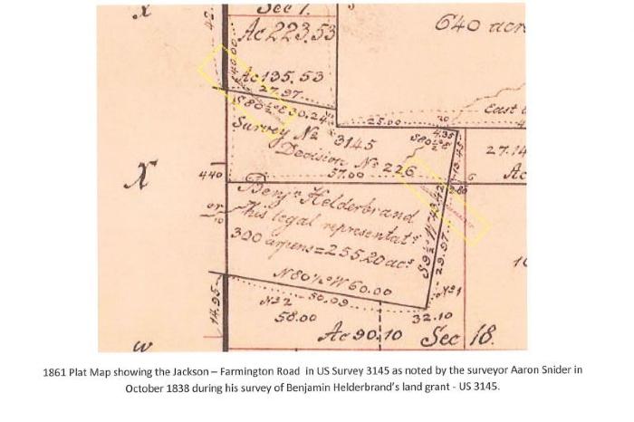 1861 Plat Map with Jackson to Farmington Road